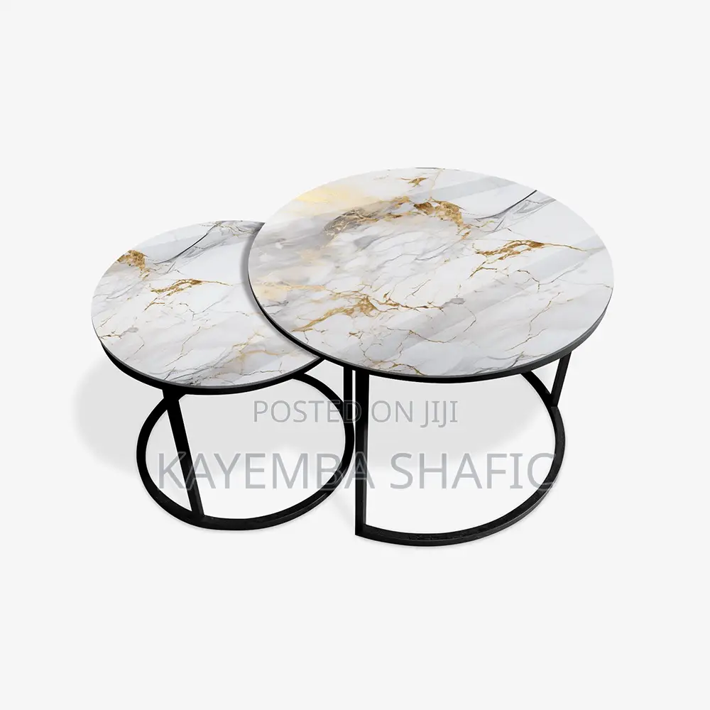 2-Piece Round Tempered Glass Nesting Coffee Table Set