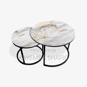 2-Piece Round Tempered Glass Nesting Coffee Table Set