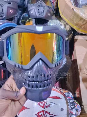 Skull Motorcycle Goggles Removable Face Mask Safety Glasses Eyewear