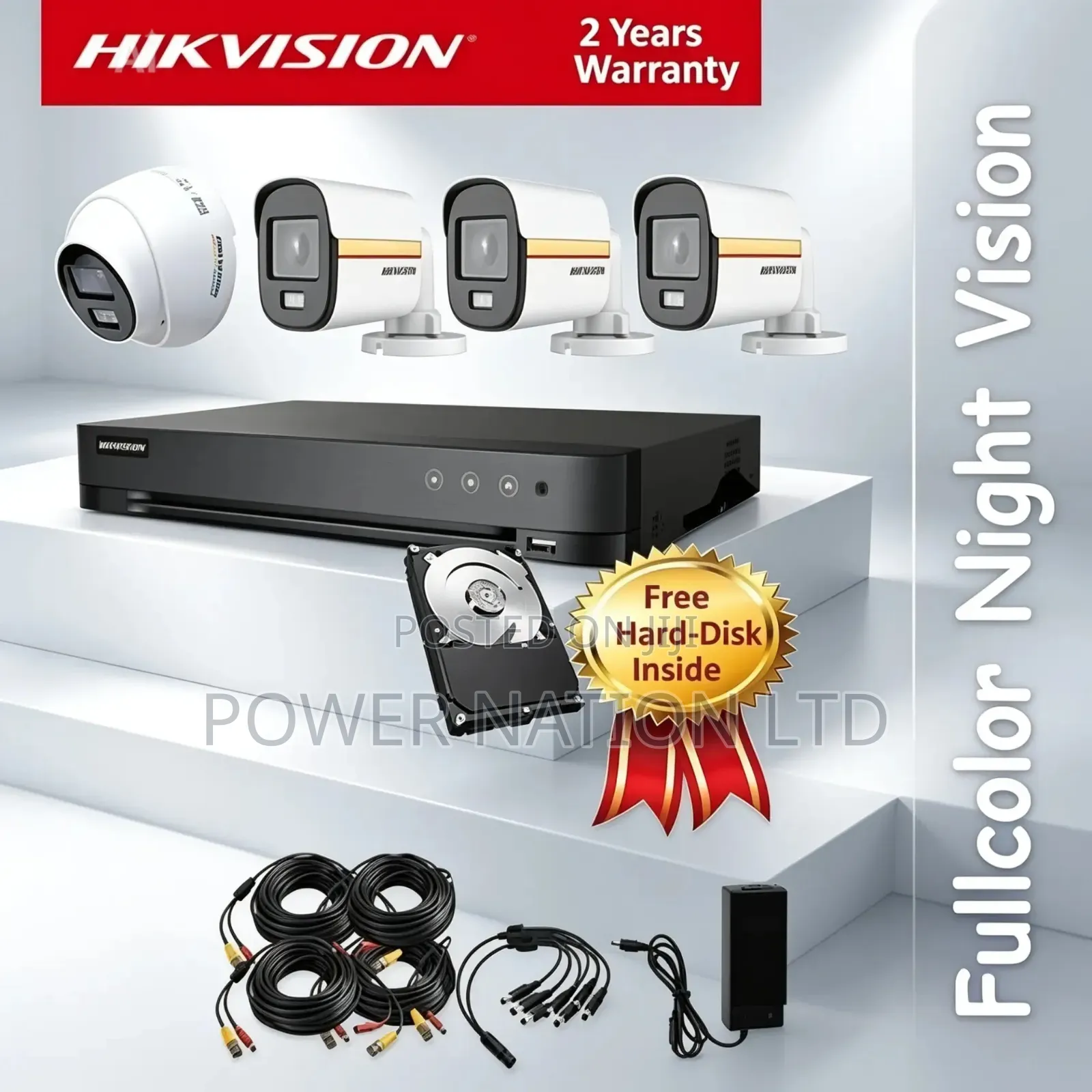 4 Channel Lambat Vision CCTV Camera Full Set