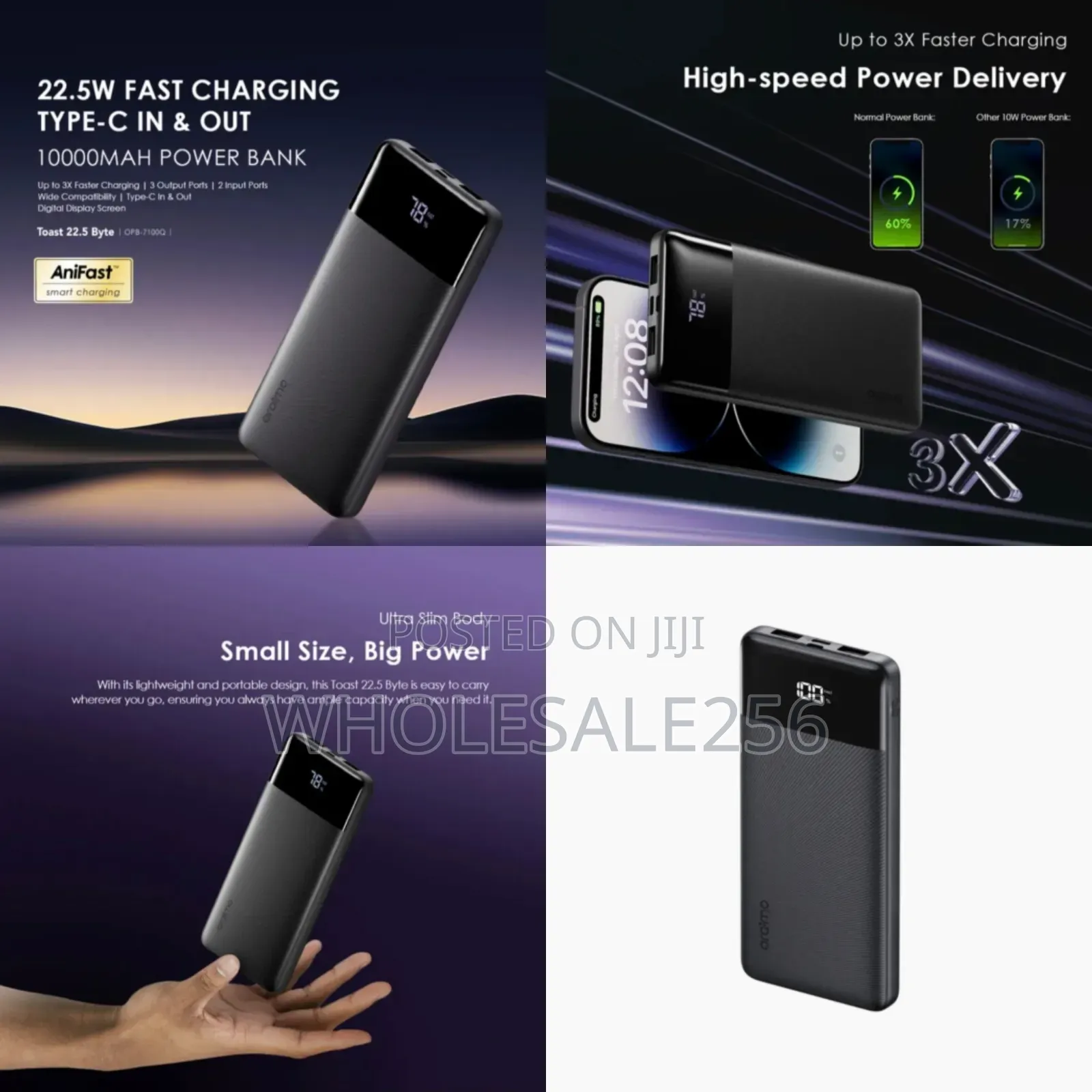 Original Oraimo Toast 22.5 Byte 10000mah Super Fast Charge Power Bank