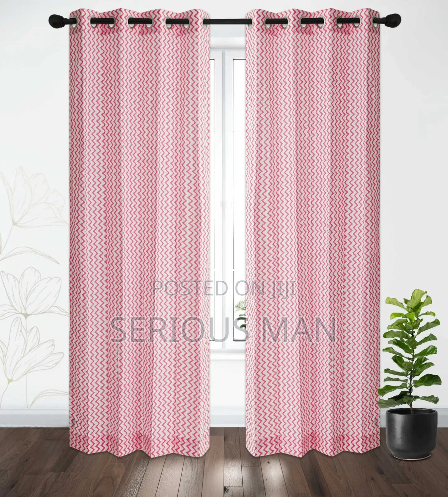 Pink and White Shower Curtain