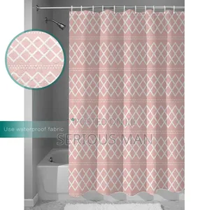 Pink and White Shower Curtain
