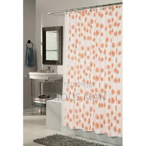 Pink and White Shower Curtain