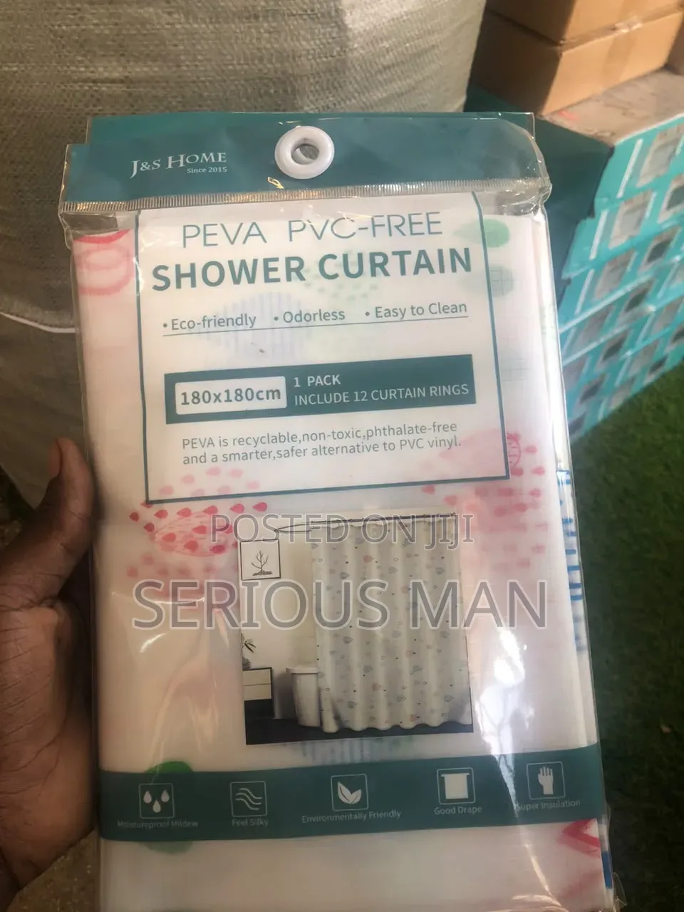 Pink and White Shower Curtain