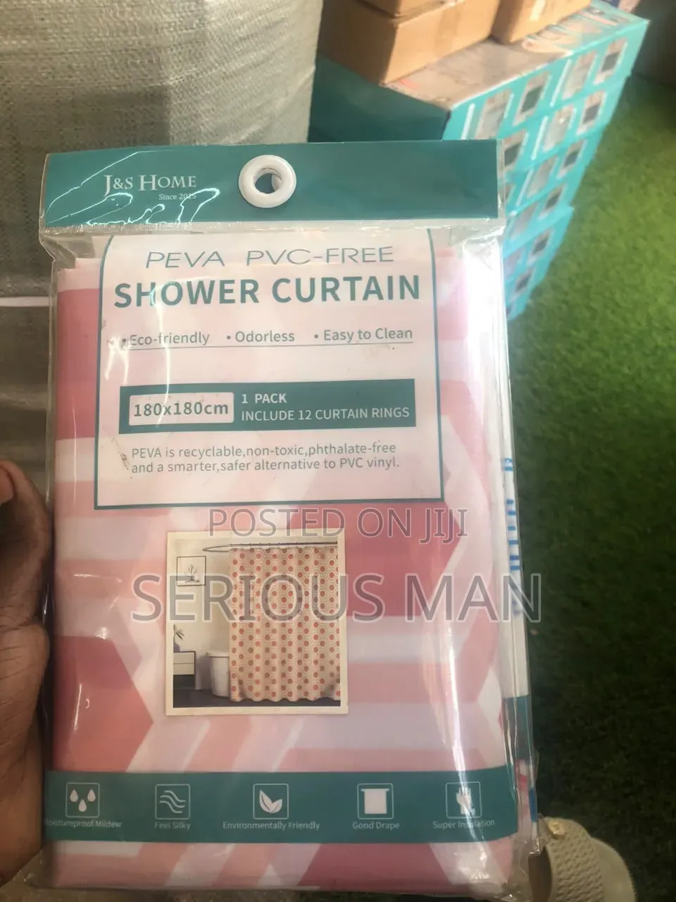 Pink and White Shower Curtain