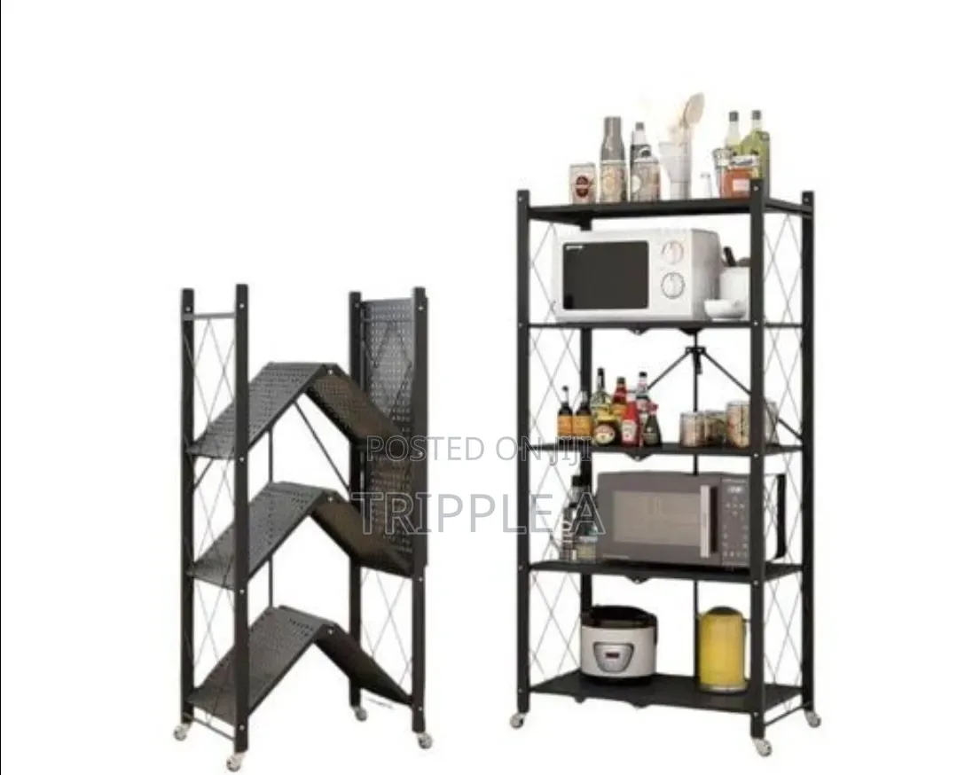 Kitchen Bathroom 5 Layer Folding Storage Metal Rack