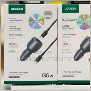 Ugreen 130w 3-Port Fast Car Charger. Car Charger