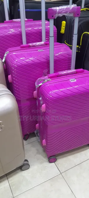 Baby Pink 3pcs Full Set Plastic Rubber Suitcases