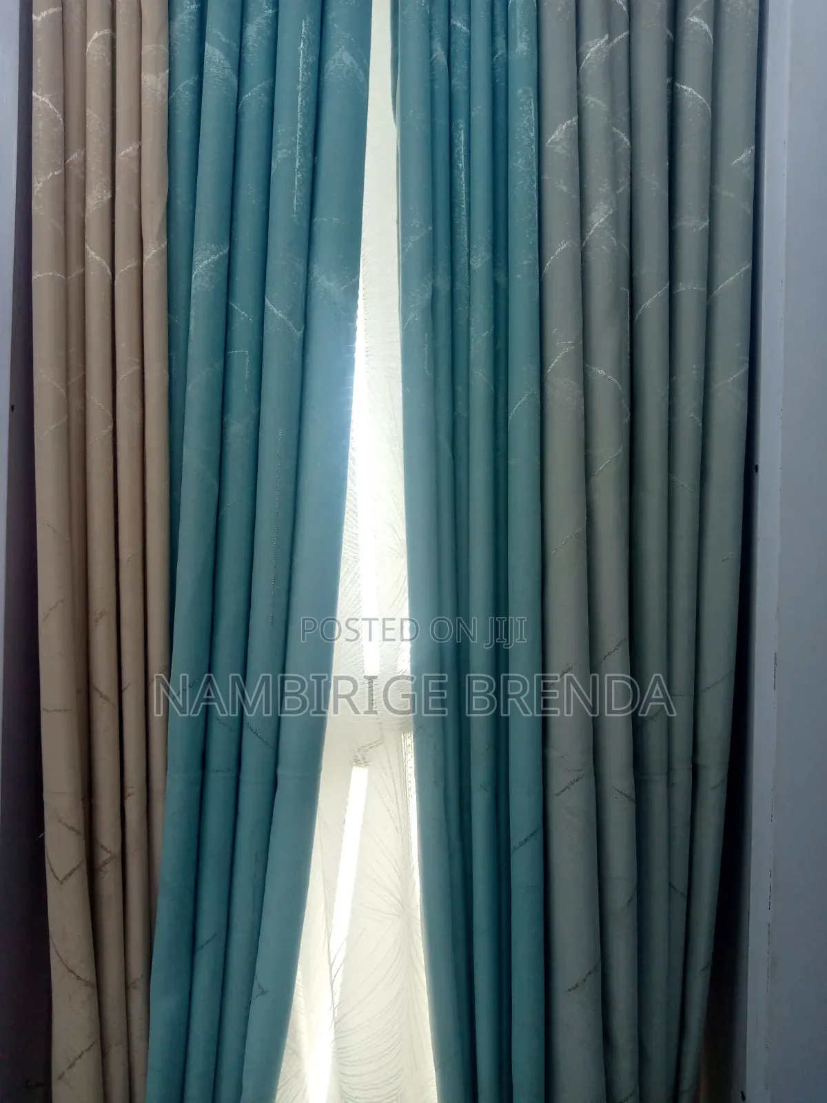 Elegant Teal and Beige Curtains