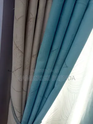 Elegant Teal and Beige Curtains
