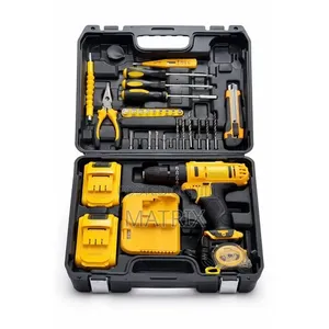 Cordless Power Tool Set With Two Rechargeable Batteries