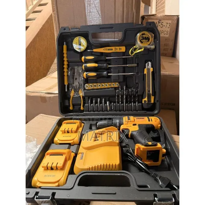 Cordless Power Tool Set With Two Rechargeable Batteries
