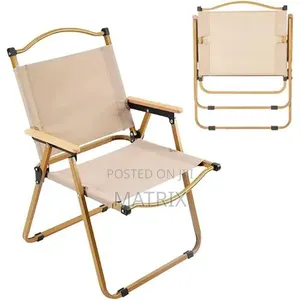 Portable Folding Camping Chair With a Metal Frame.