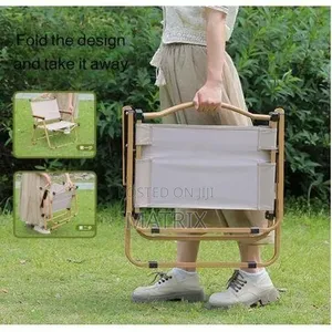 Portable Folding Camping Chair With a Metal Frame.