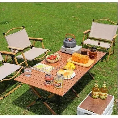 Portable Folding Camping Chair With a Metal Frame.