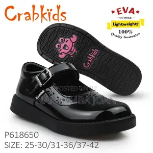 Girls New Light Sole Crab Kid School Shoes -Shinny