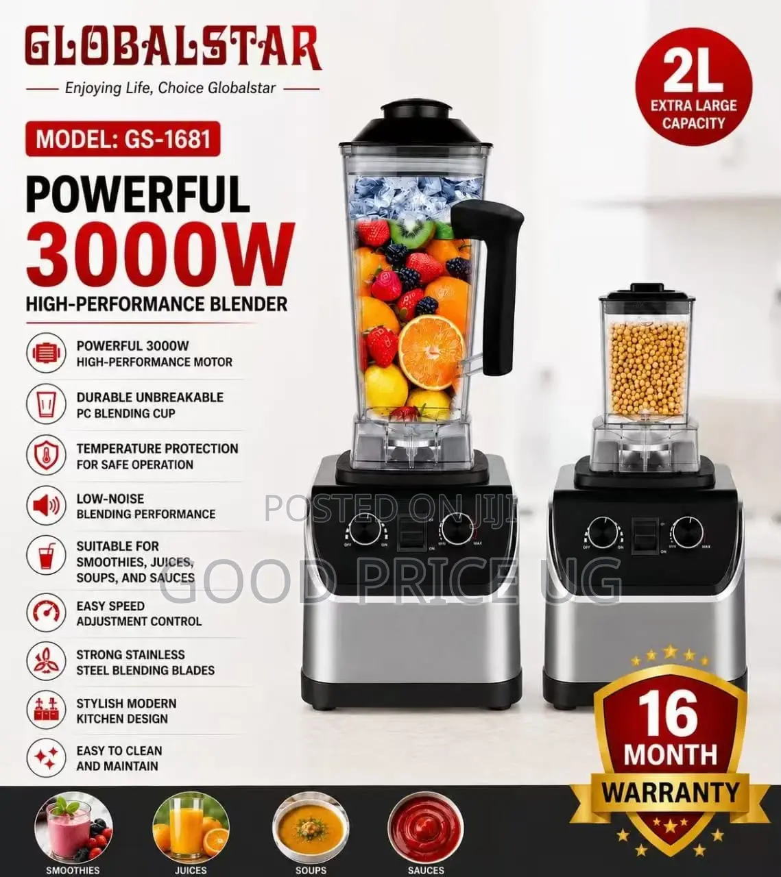 Globalstar Gs-1681 High-Performance Commercial Blender