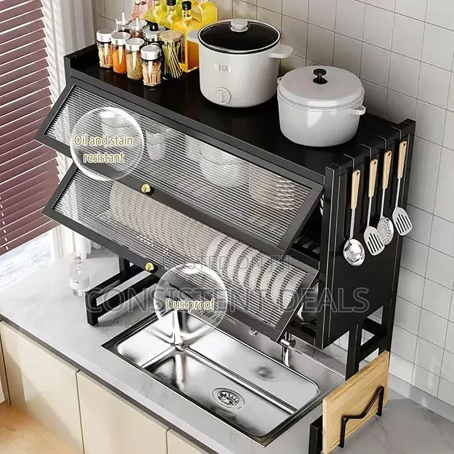 2 Tier Kitchen Utensil Holder, Countertop Dish Storage