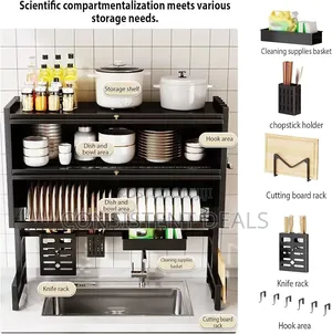 2 Tier Kitchen Utensil Holder, Countertop Dish Storage