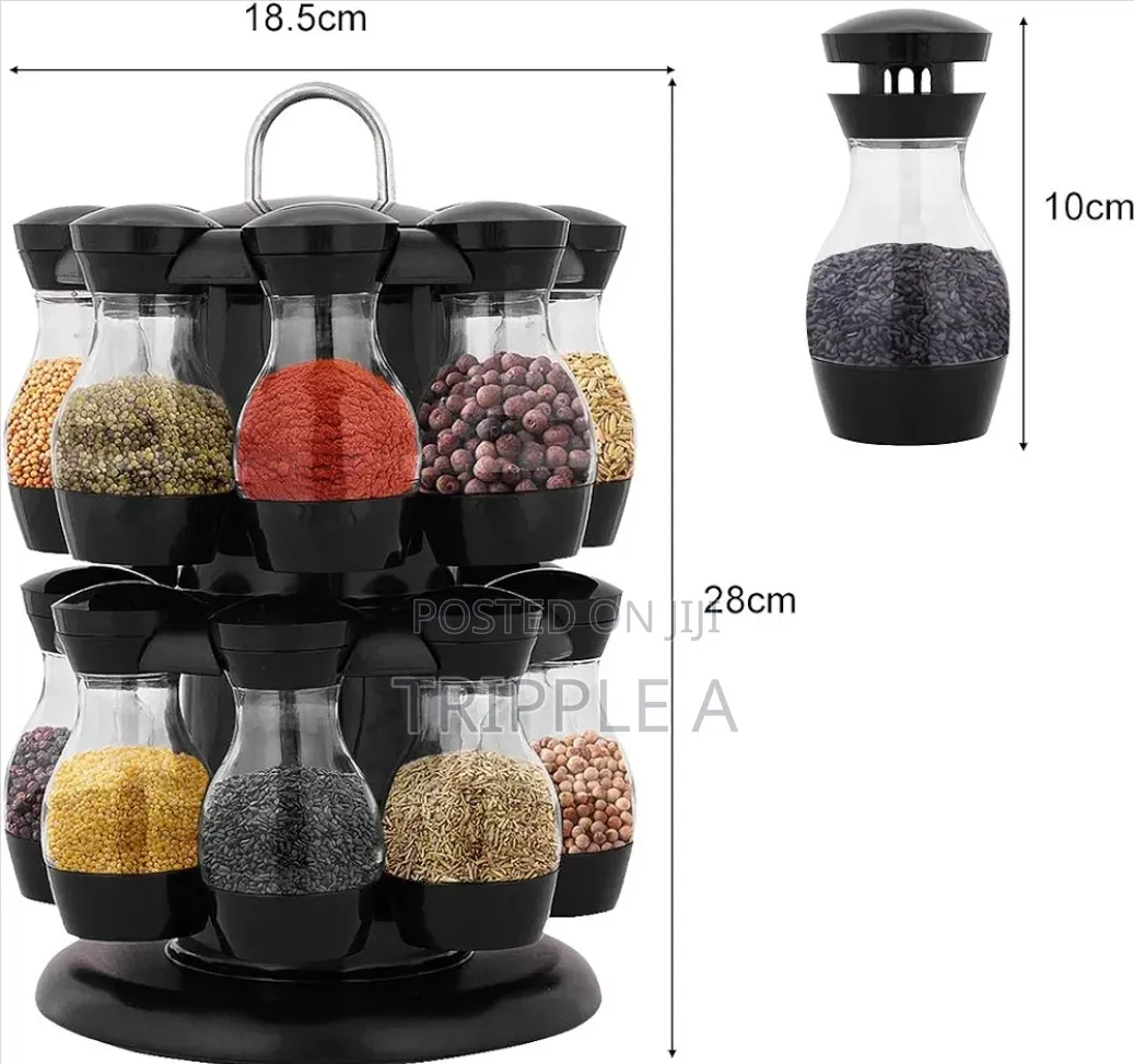 360 Rotating Spice Rack Stand Black