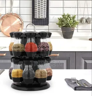 360 Rotating Spice Rack Stand Black