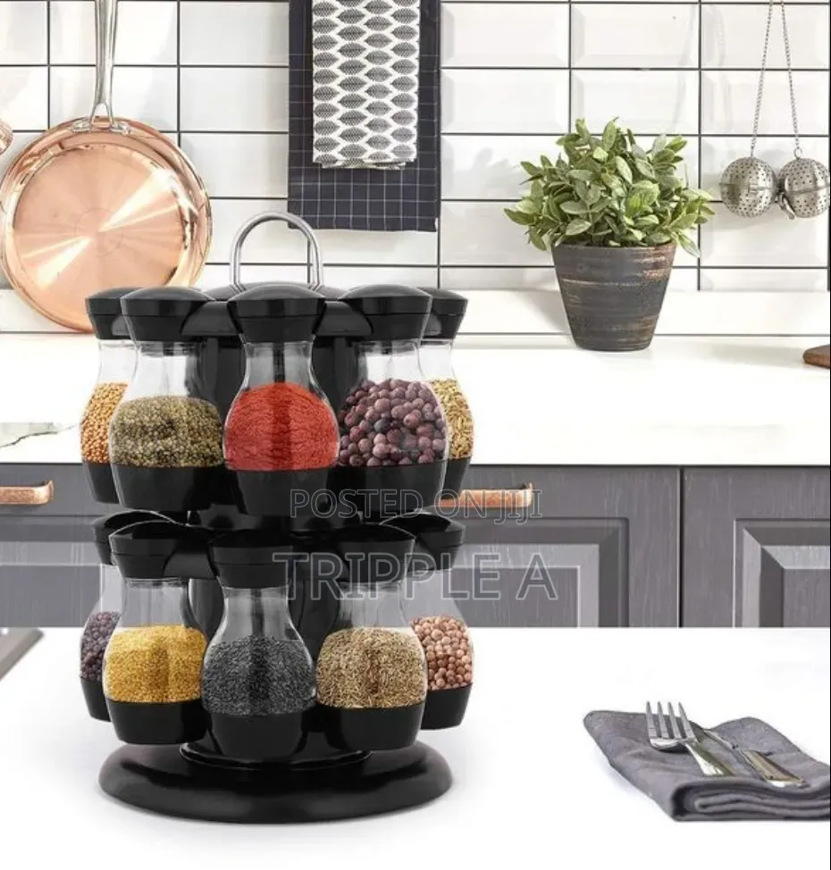 360 Rotating Spice Rack Stand Black