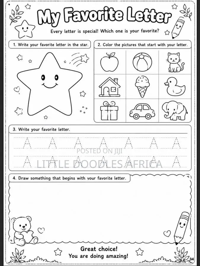 My First African Alphabets Coloring Book (36 Pages)