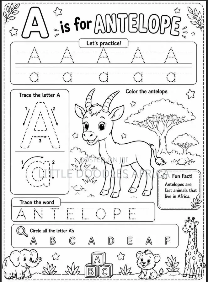 My First African Alphabets Coloring Book (36 Pages)