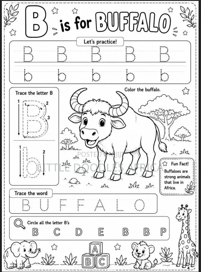 My First African Alphabets Coloring Book (36 Pages)