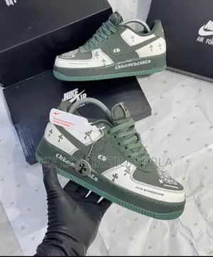 Original Nike Air Force 1 Chrome Hearts Green Custom Sneakers