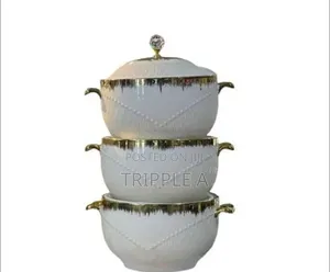 3 in 1 Ceramic Gold Rim Serving Bowls