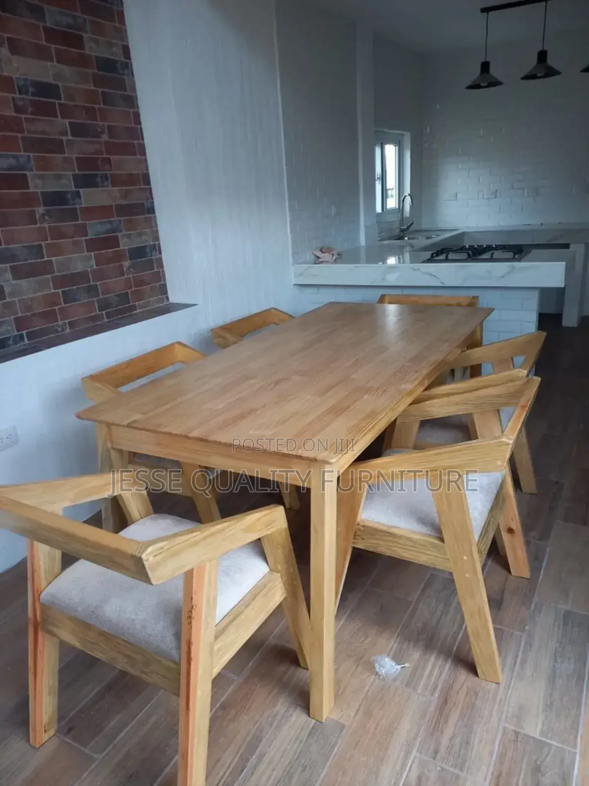 Brown Natural Six Seater Dining
