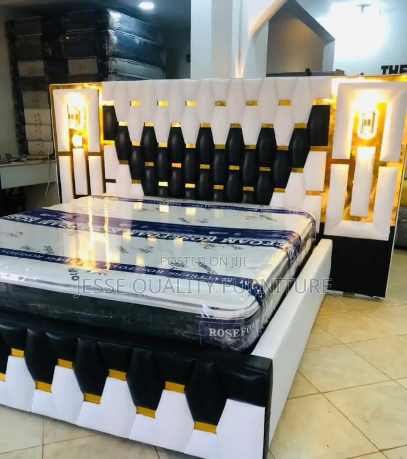 White and Black Puzzled Bed