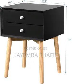 Modern 2-Drawer Bedside Nightstand Table