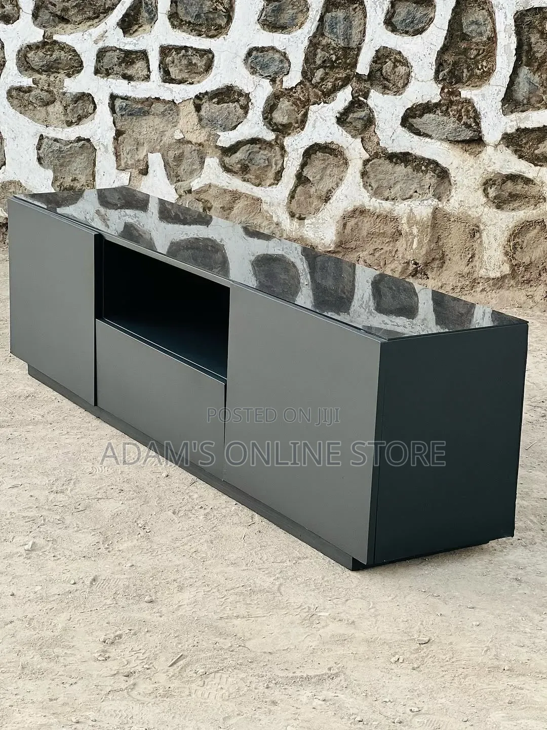 Black Glass Tv Stand Unit