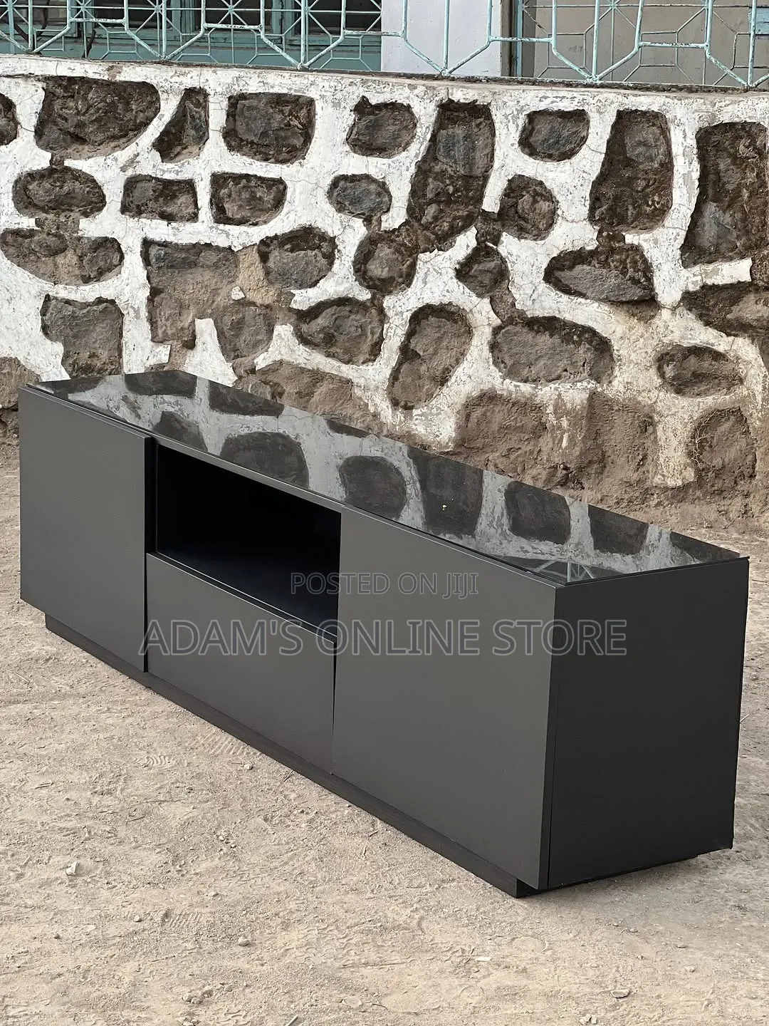 Black Glass Tv Stand Unit