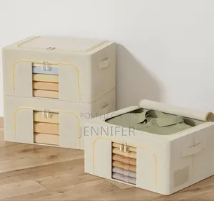3pcs Foldable Cotton-Linen Clothes Storage Bins