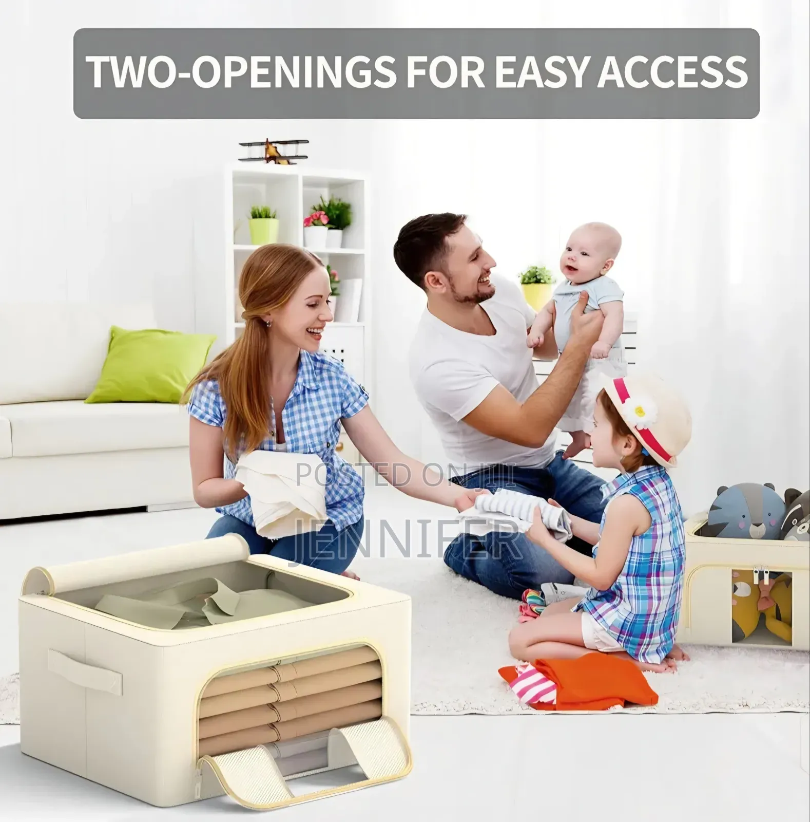 3pcs Foldable Cotton-Linen Clothes Storage Bins