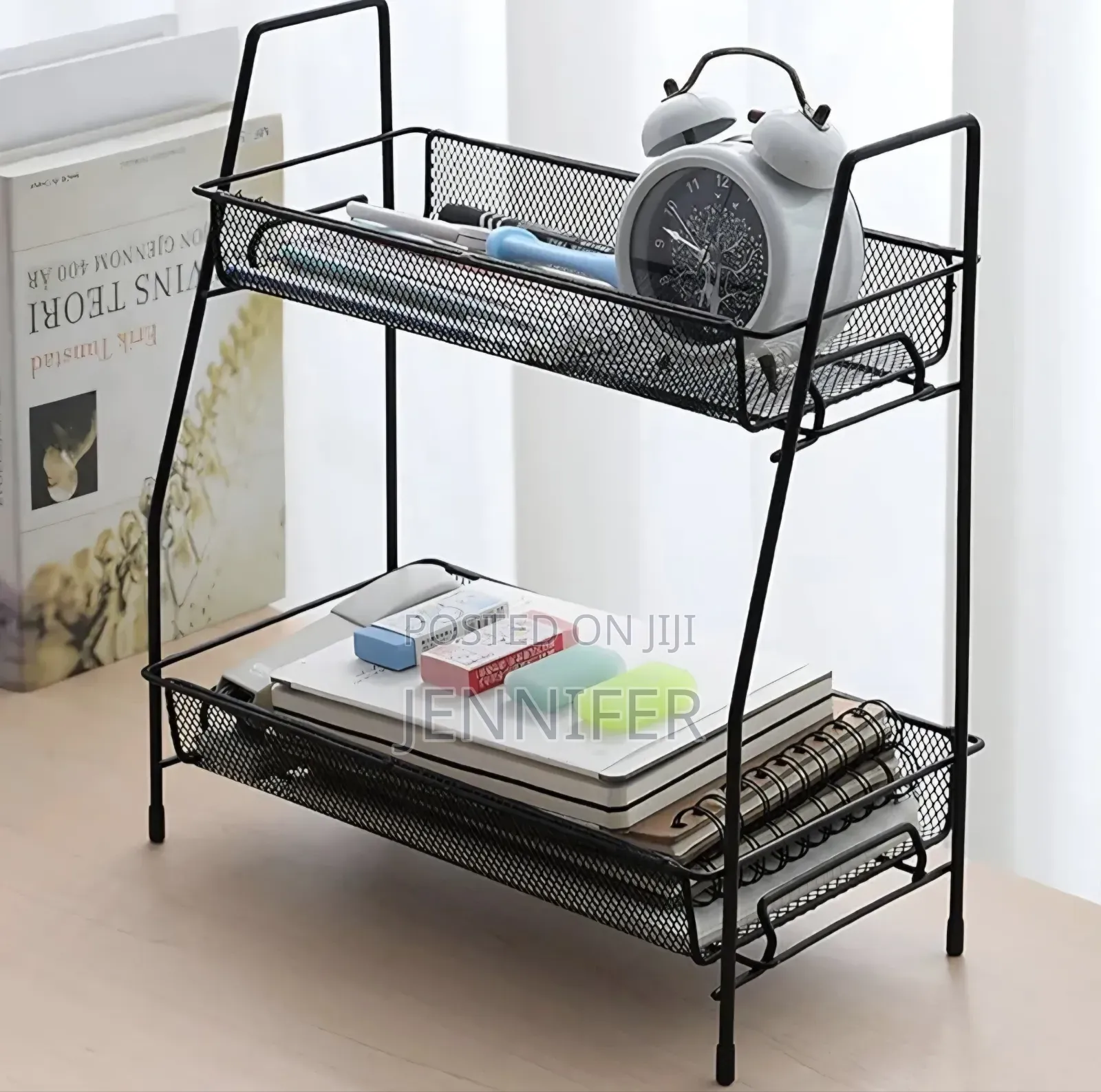Two-Tiered Metal Mesh Multipurpose Storage Shelf