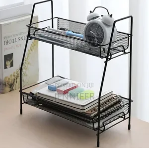 Two-Tiered Metal Mesh Multipurpose Storage Shelf