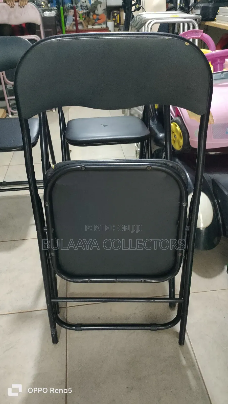 Uk Used Black Foldable Leather Chairs.