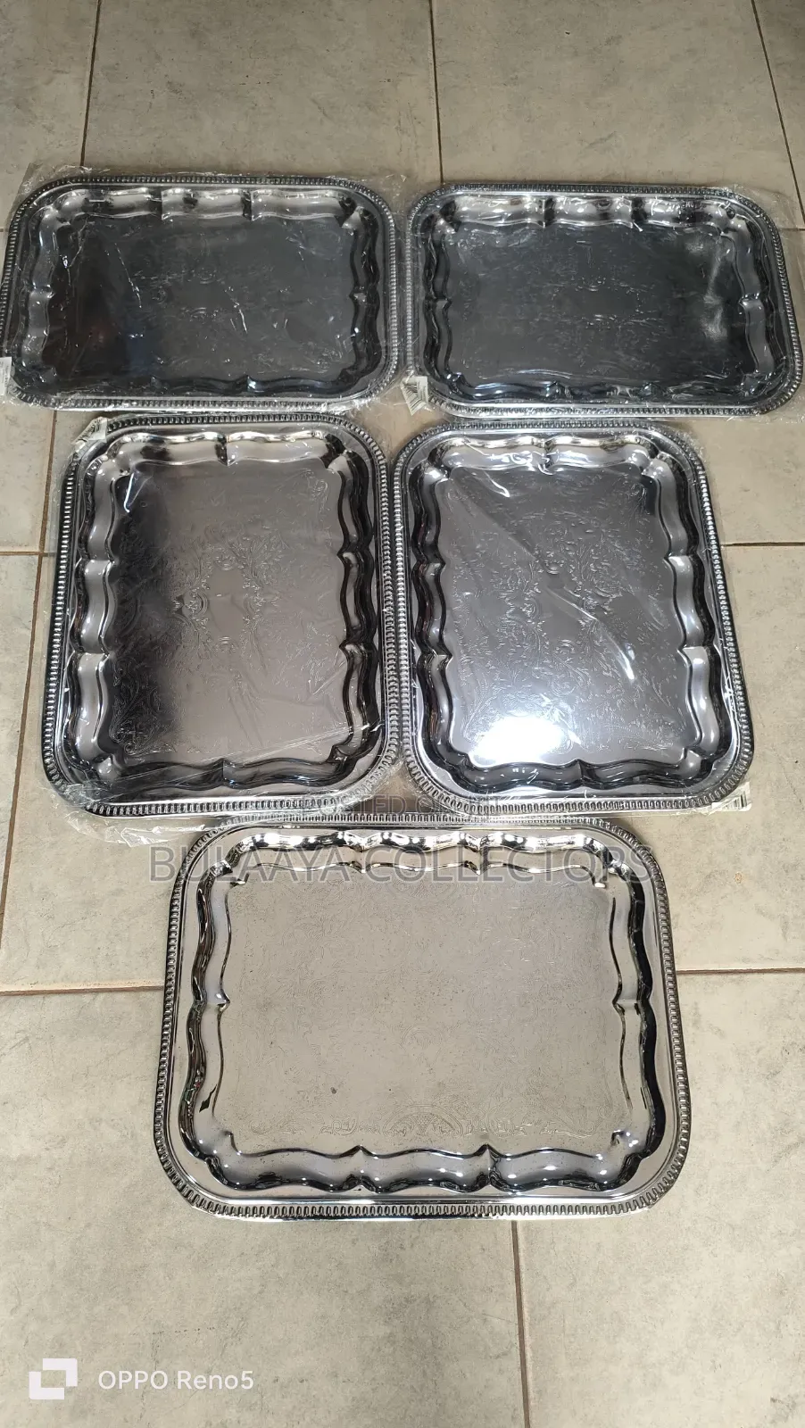 Uk Used Maro Megastore Chrome-Plated Serving Trays.