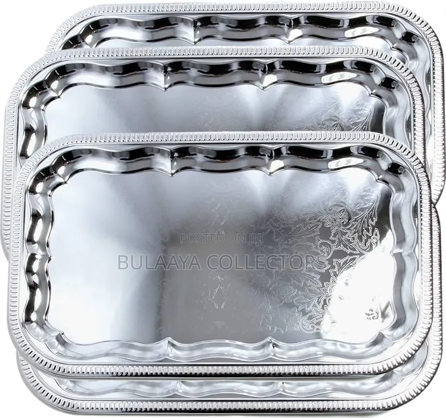 Uk Used Maro Megastore Chrome-Plated Serving Trays.
