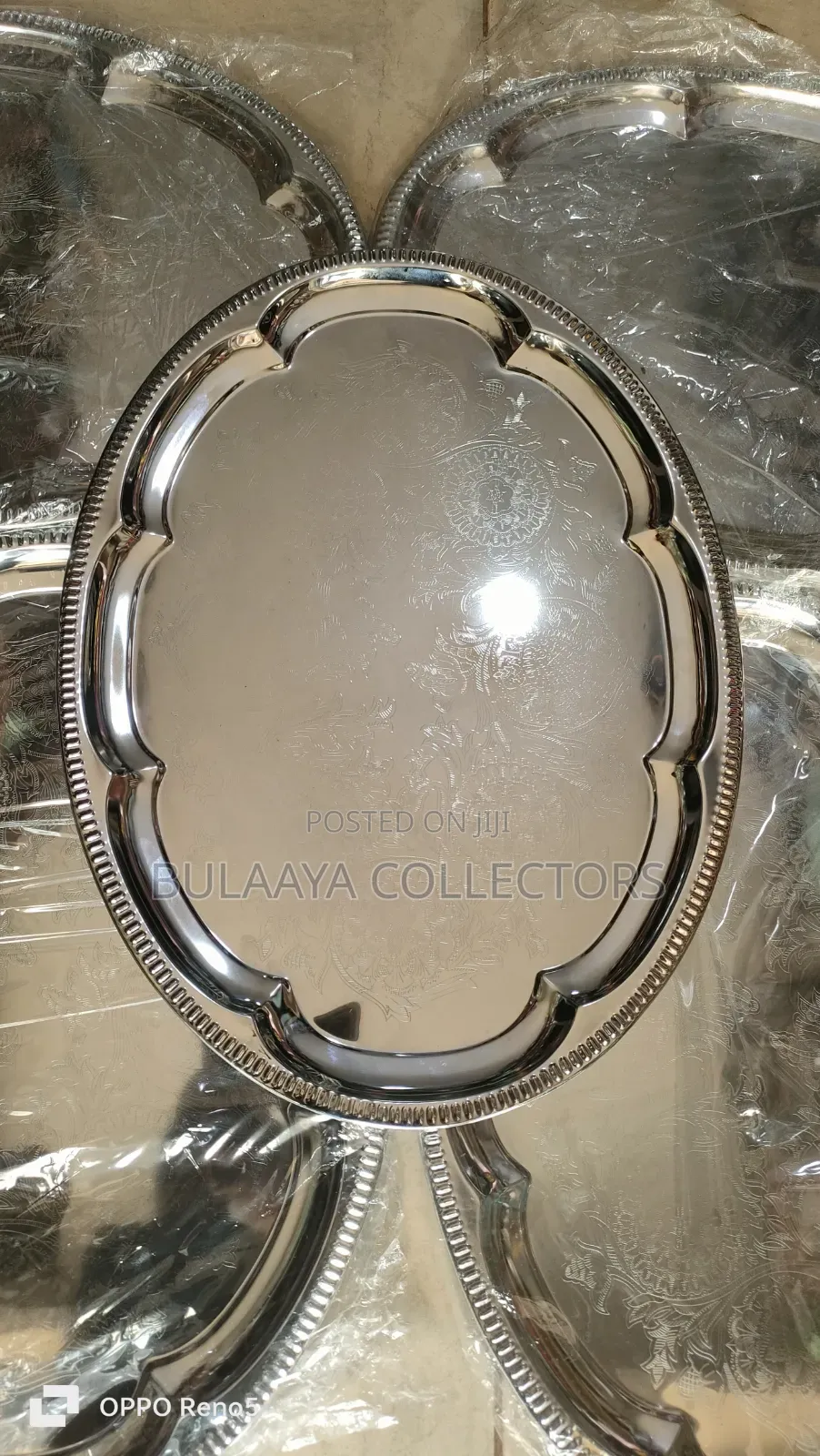 Uk Used Shiny Chrome-Plated Serving Tray.