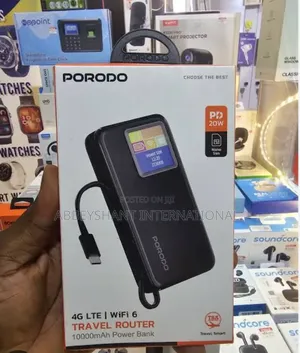 Porodo 4g Lte Wifi 6 Travel Router 10000mah Power Bank