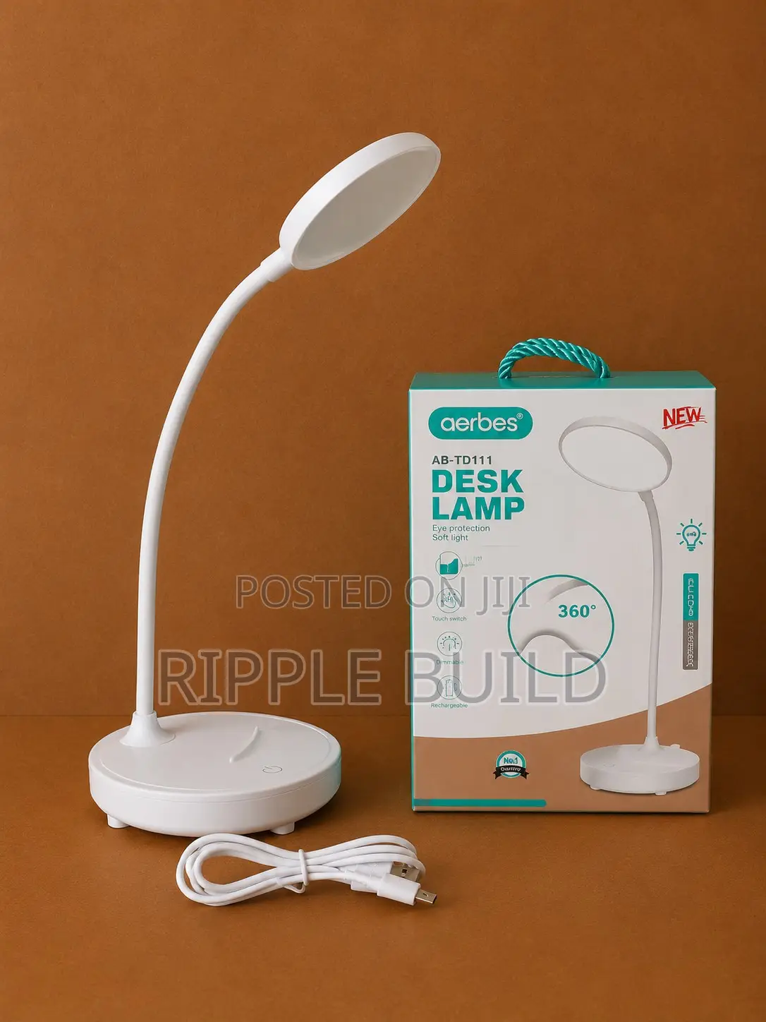 Aerbes Ab-Td111 Portable Led Desk Lamp, 1200mah Rechargeable