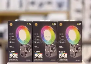 Hu Portable Led Rgb Fill Ring Light With 3colour Modes, 180° Rotation