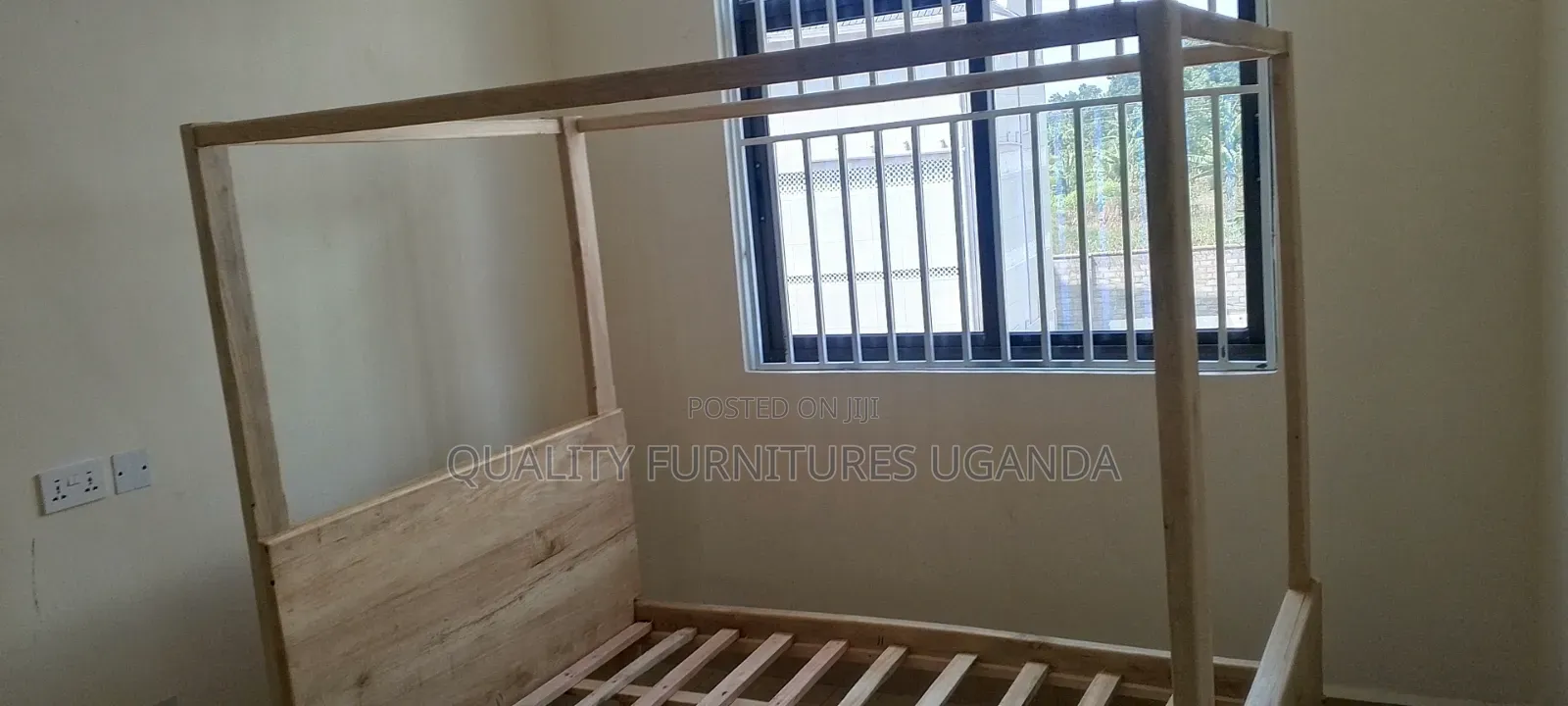 4 by 6 Plain Wooden Netpoles Bed