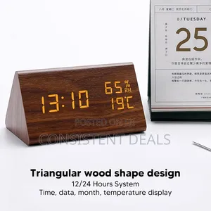 Triangular Wooden Led Clock